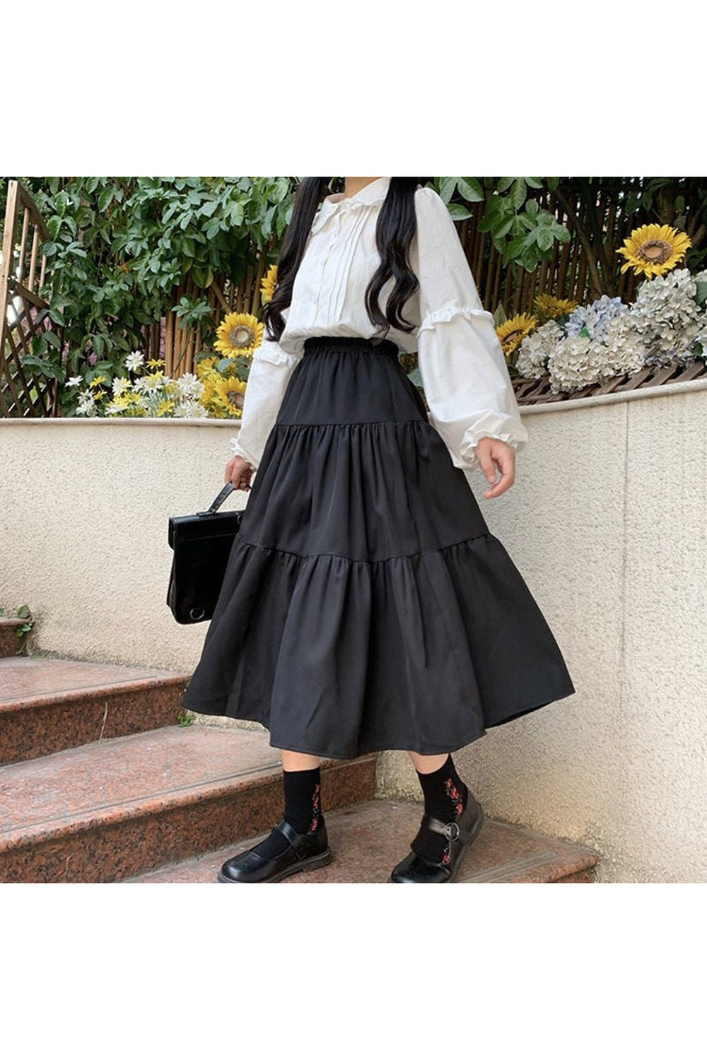 Preppy Black Long Skirts - Skirts