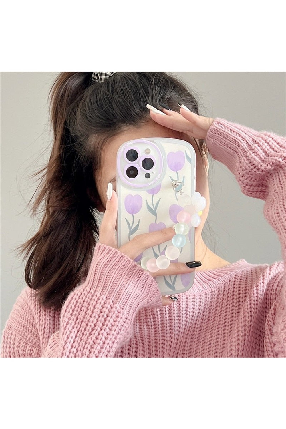 Preppy Cute Flower Case for iPhone B case and chain Shoptery