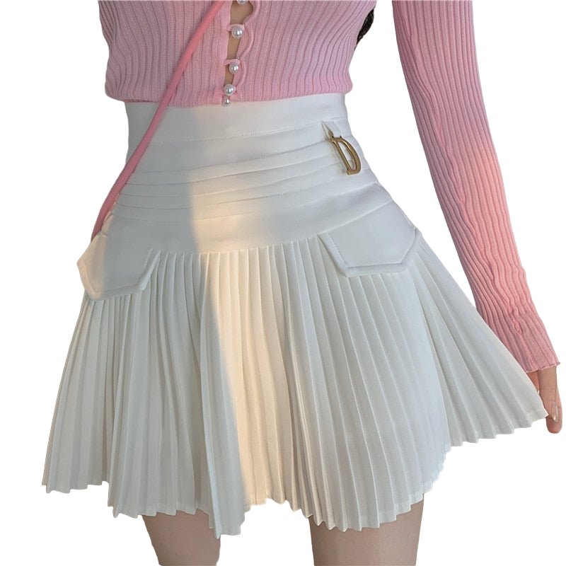 Preppy High Waist Pleated Skirt - Skirts