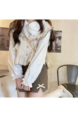 Preppy Lace Button Up Blouse Shoptery