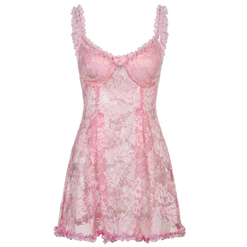 Preppy Lace Mini Dress - Dresses