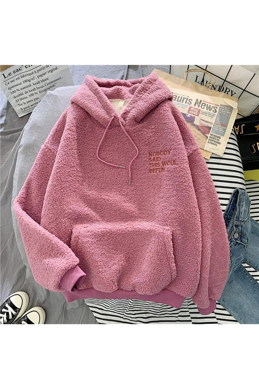 Preppy Pastel Plush hoodie - Hoodies