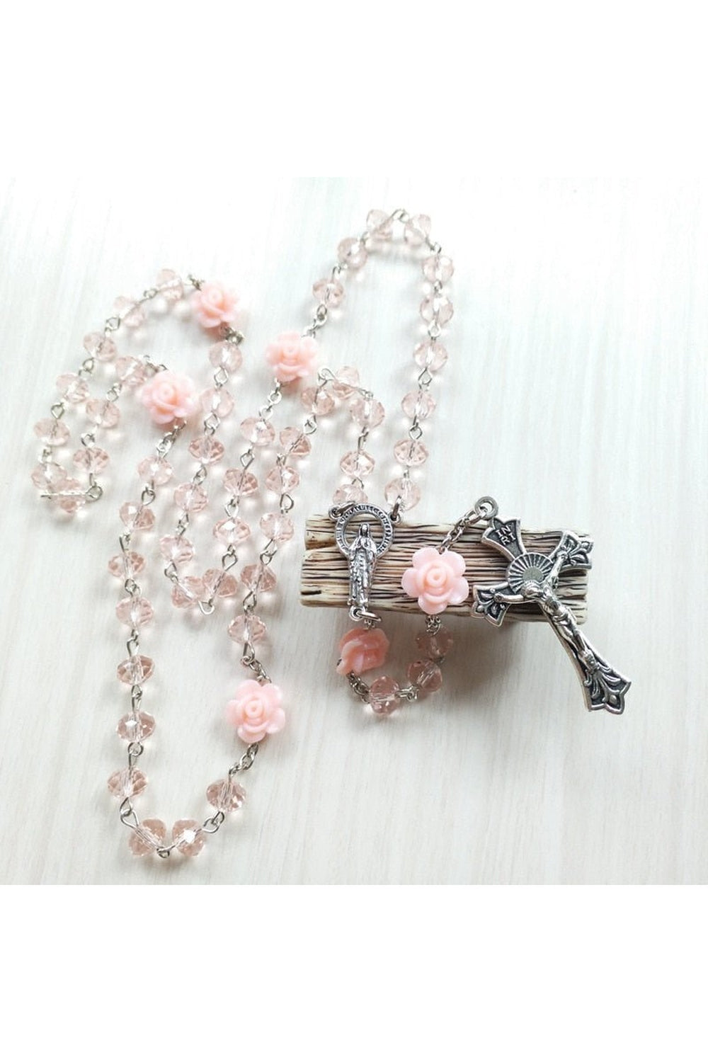 Preppy Pink Rose Crystal Necklace - Necklaces