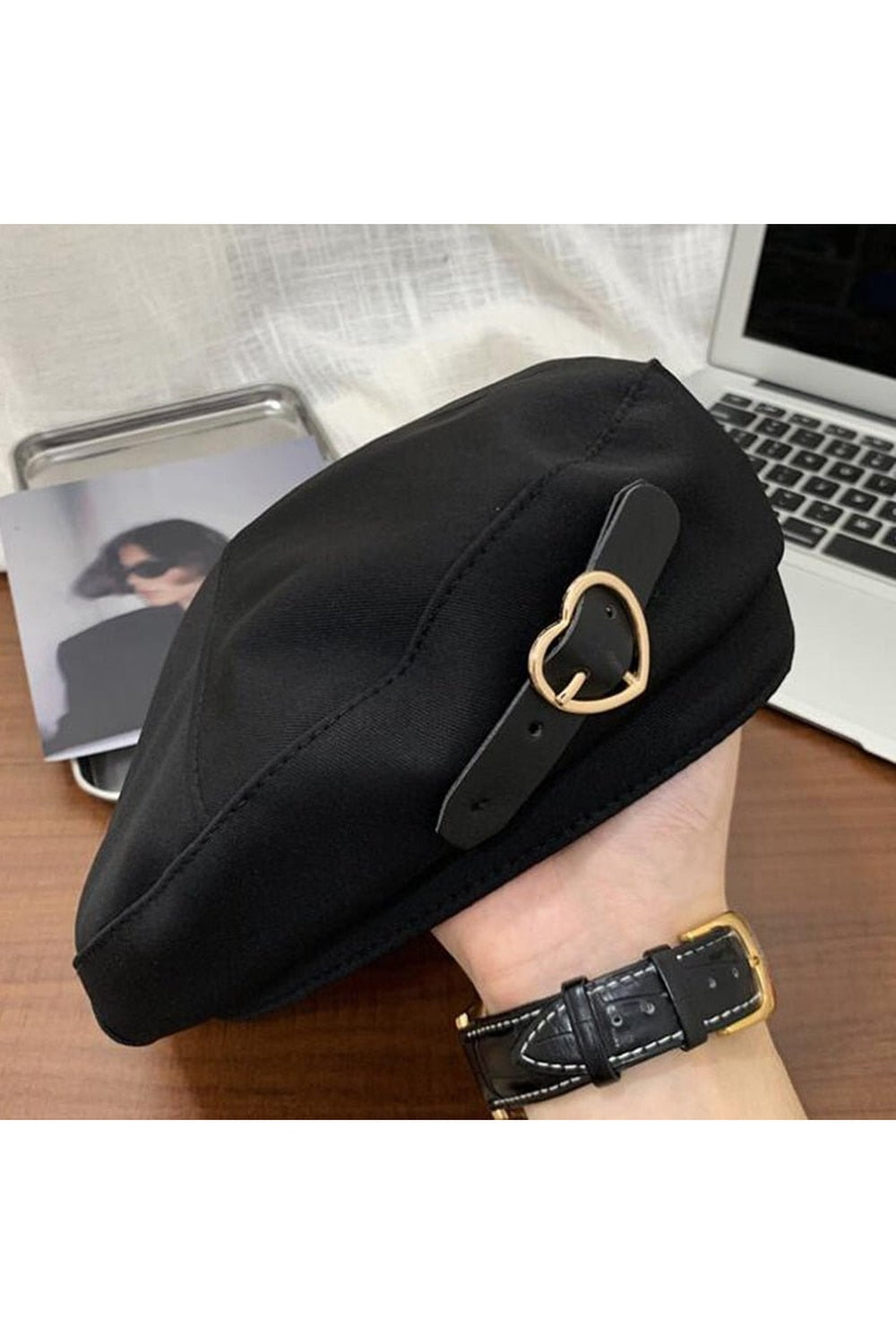 Preppy PU Leather Beret Hat - Hats