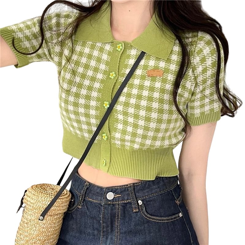 Preppy Style Plaid Crop Top - Crop Tops