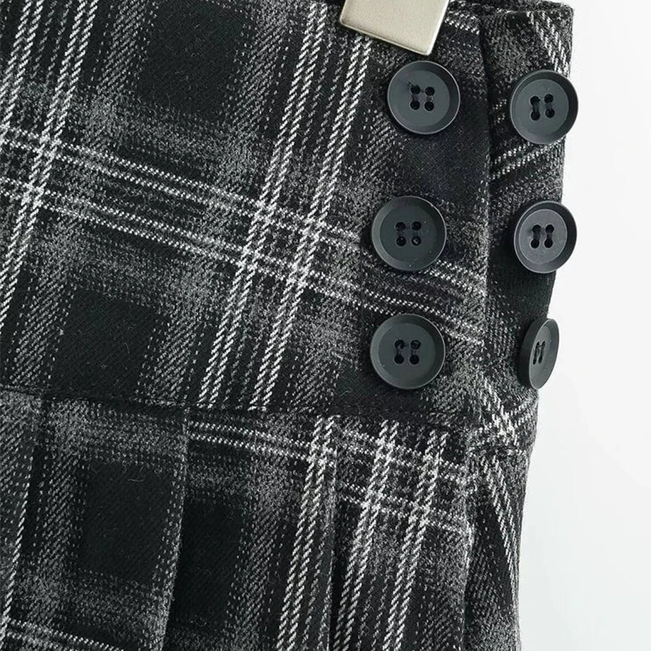 Retro Preppy Style Plaid Pleated Mini Skirt Shoptery