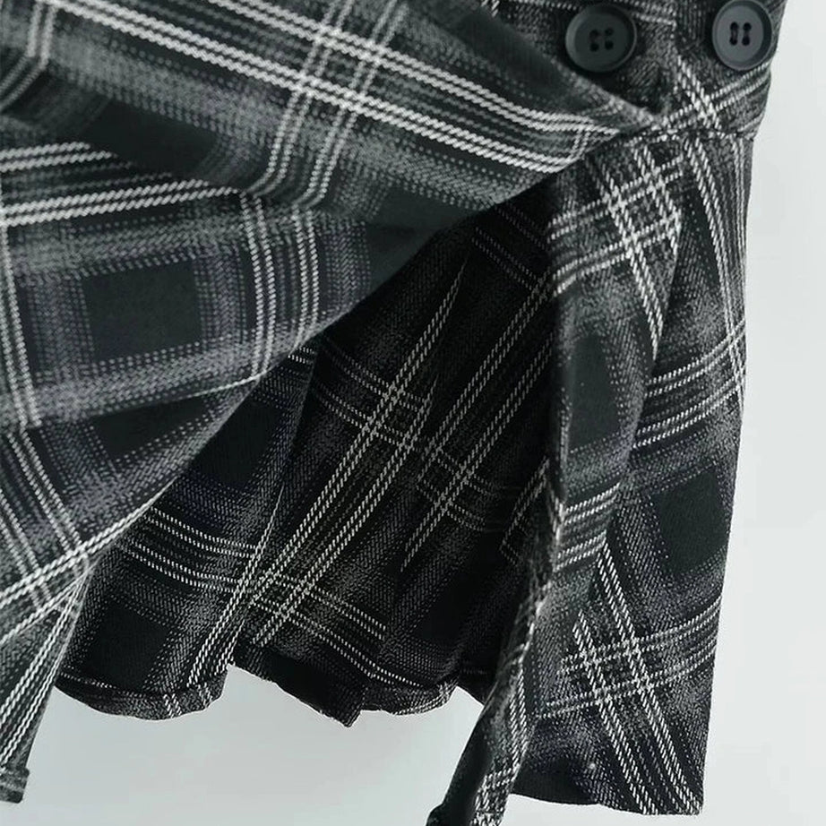 Retro Preppy Style Plaid Pleated Mini Skirt Shoptery