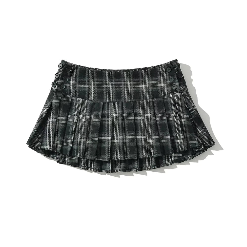Preppy Style Plaid Pleated Mini Skirt -