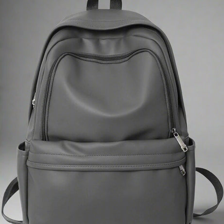 Aesthetic PU Leather Couple Backpack grey 5004 Shoptery