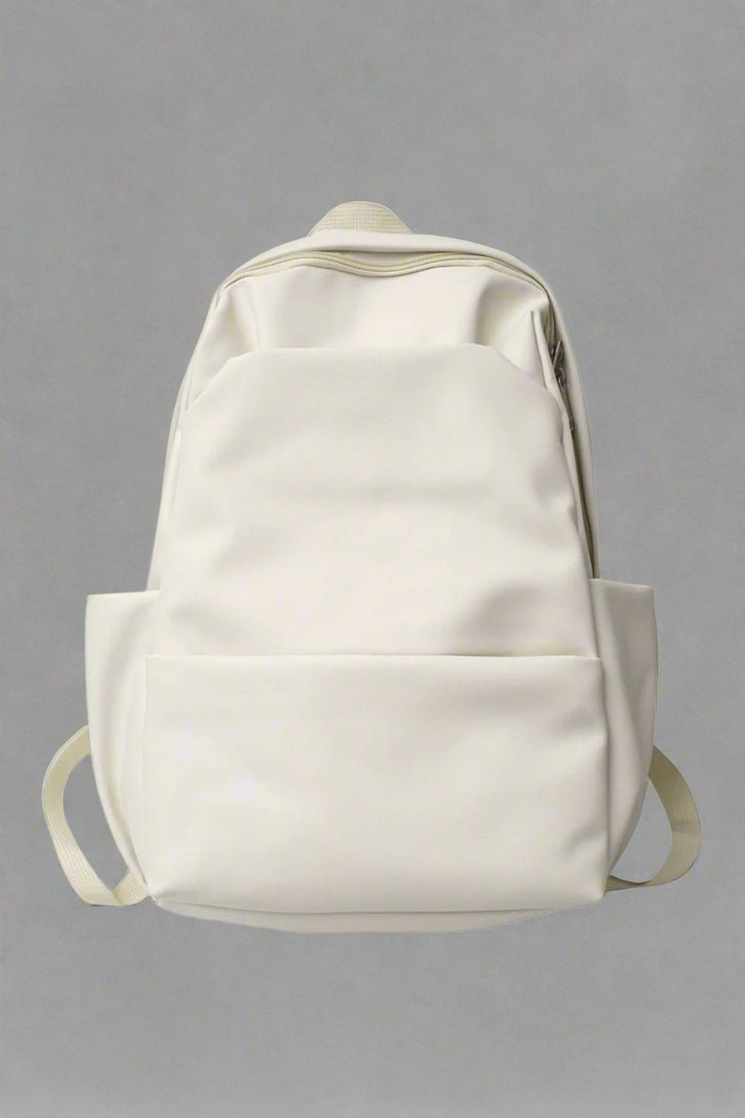 Aesthetic PU Leather Couple Backpack beige 5003 Shoptery