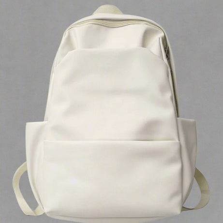 Aesthetic PU Leather Couple Backpack beige 5003 Shoptery