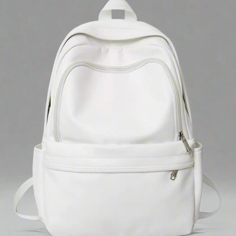 Aesthetic PU Leather Couple Backpack white 5004 Shoptery