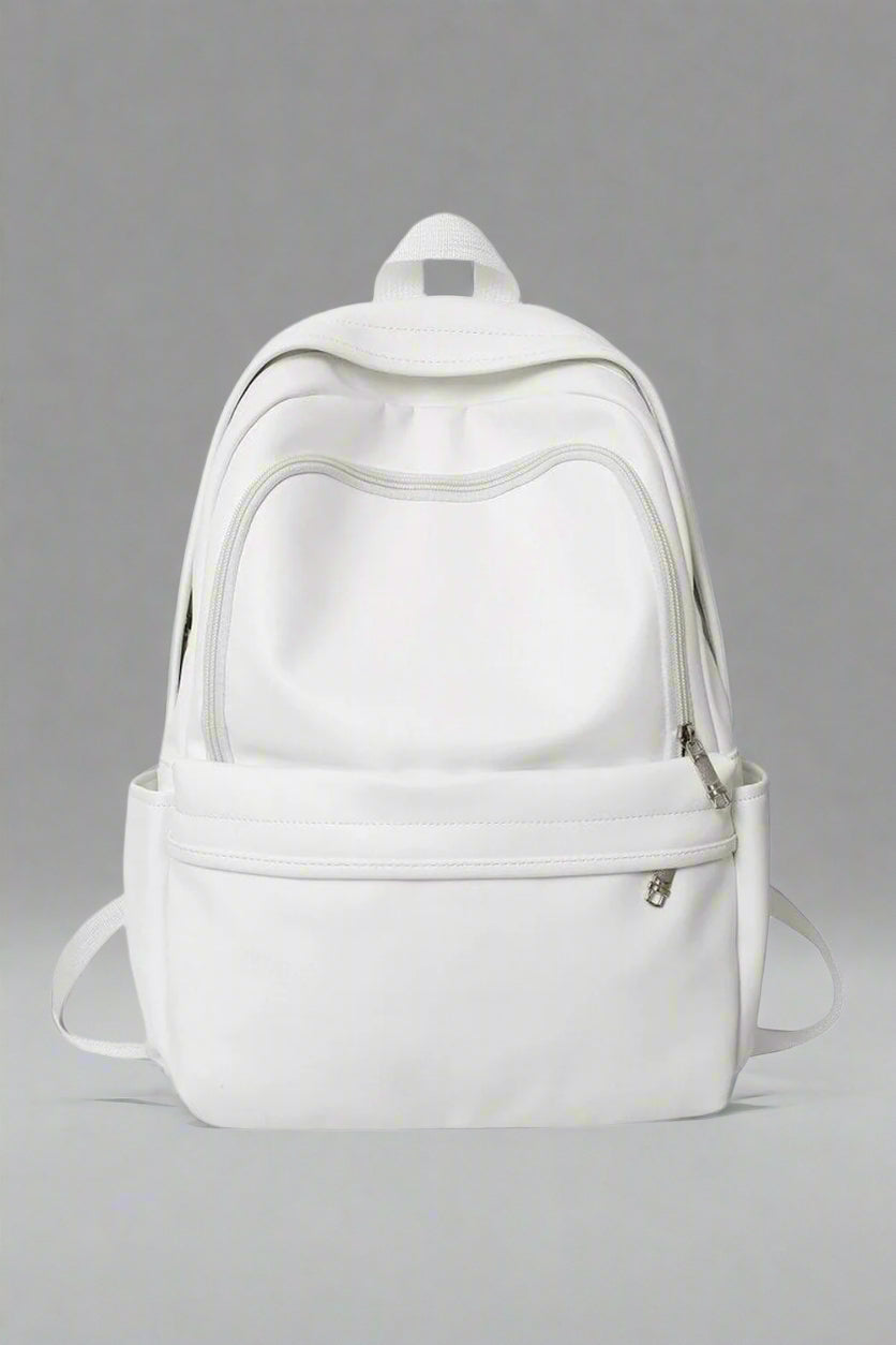 Aesthetic PU Leather Couple Backpack white 5004 Shoptery