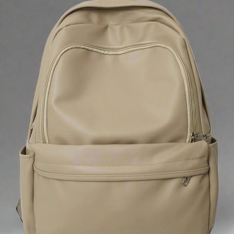 Aesthetic PU Leather Couple Backpack khaki 5004 Shoptery