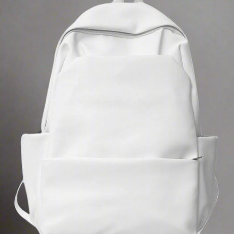 Aesthetic PU Leather Couple Backpack white 5003 Shoptery
