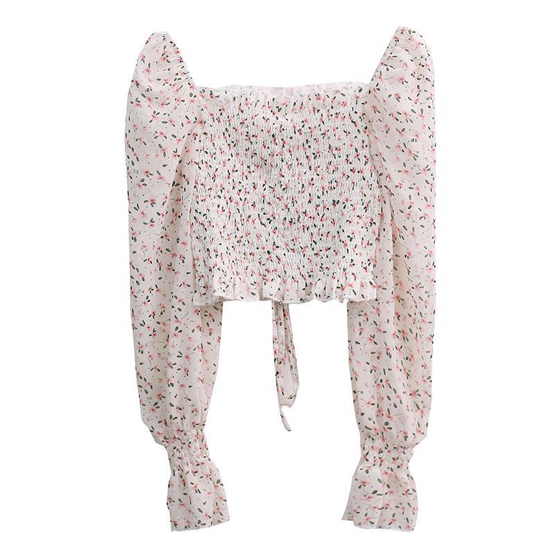 Puff Sleeve Floral Blouse - Blouses