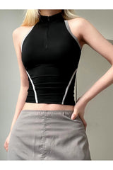 Punk Backless Zip Up Crop Top Shoptery
