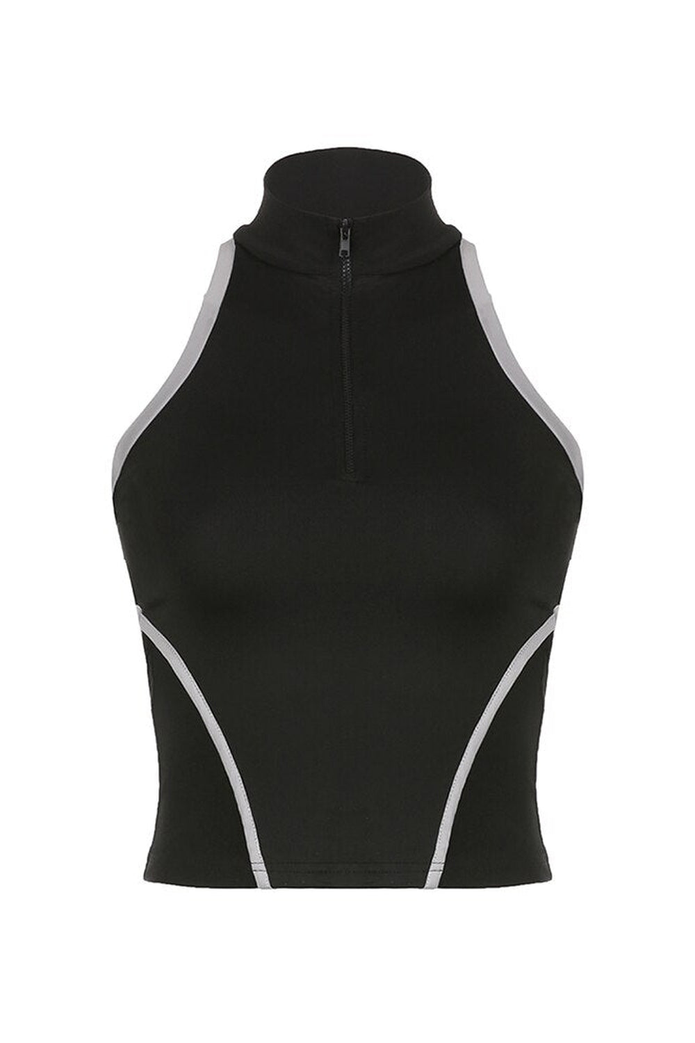 Punk Backless Zip Up Crop Top Black Shoptery