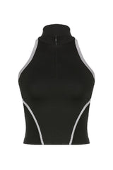 Punk Backless Zip Up Crop Top Black Shoptery