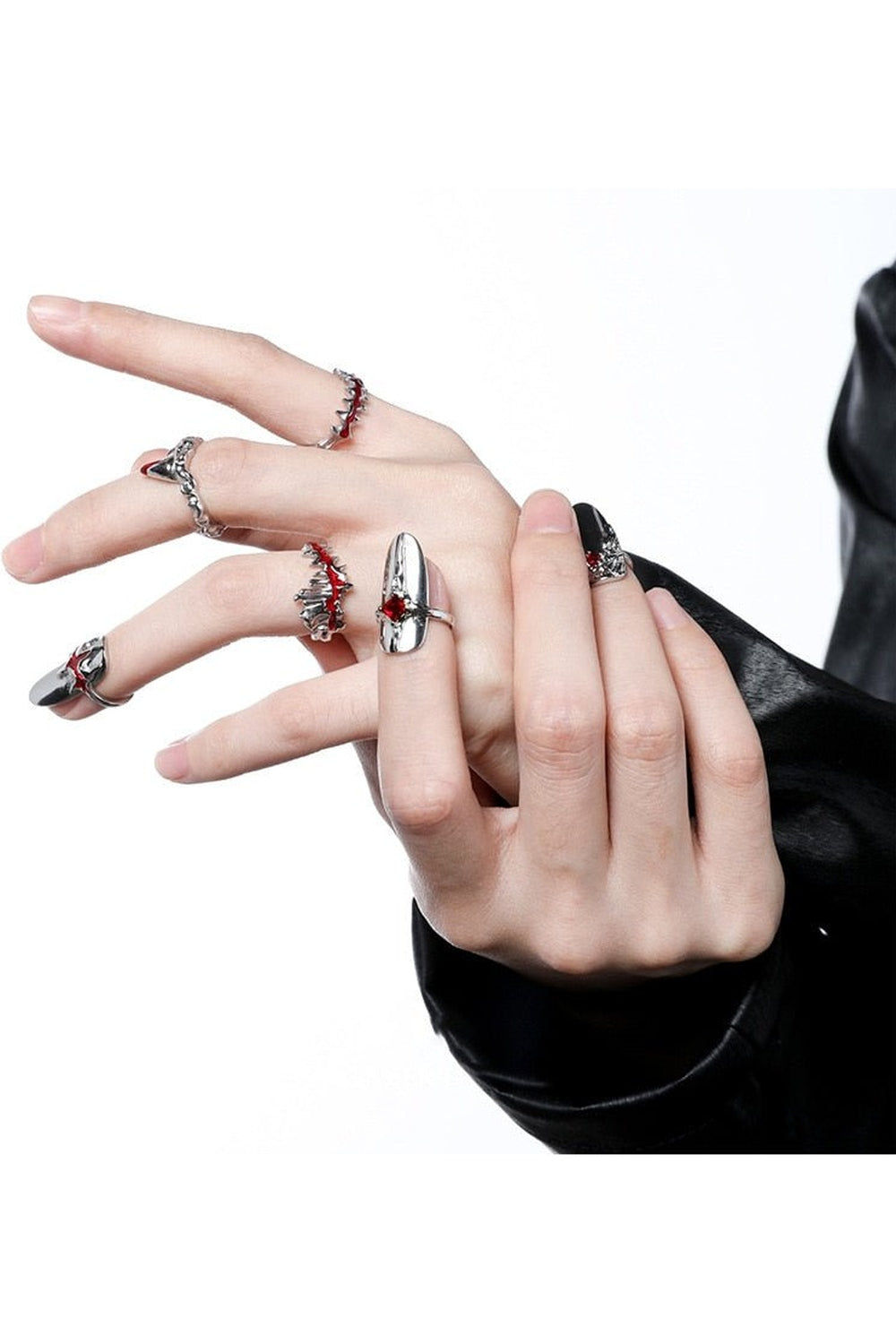 Edgy Punk Geometric Red Ring Shoptery