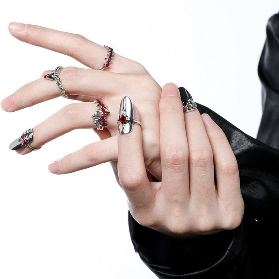 Edgy Punk Geometric Red Ring Shoptery