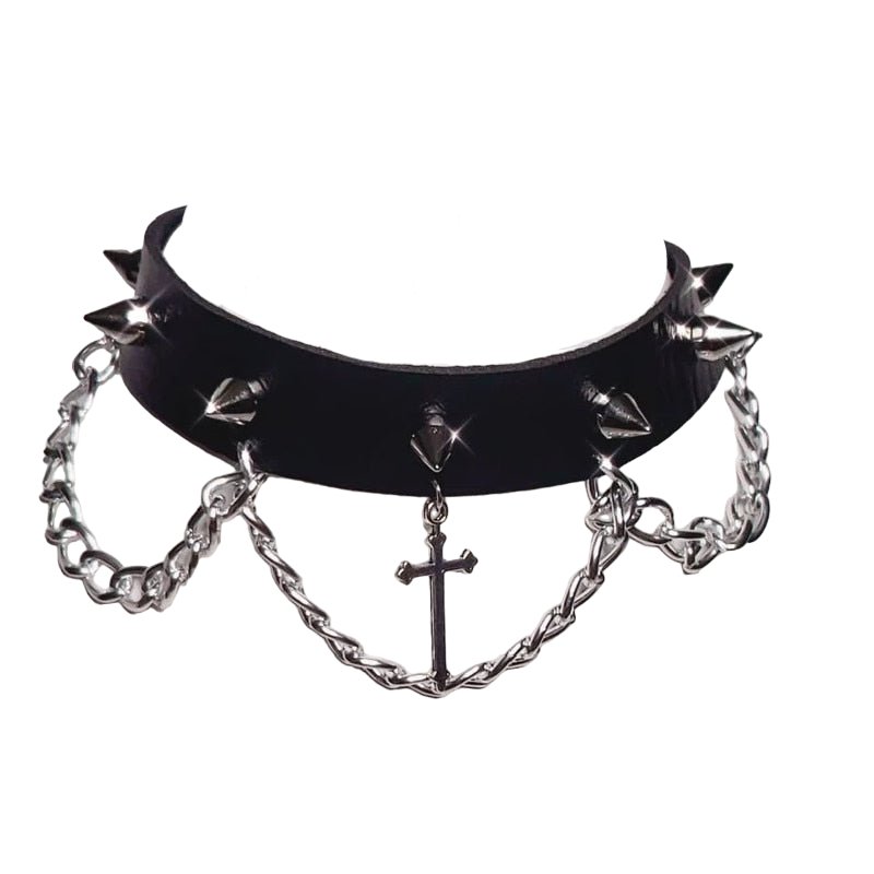 Punk Goth Cross Choker -