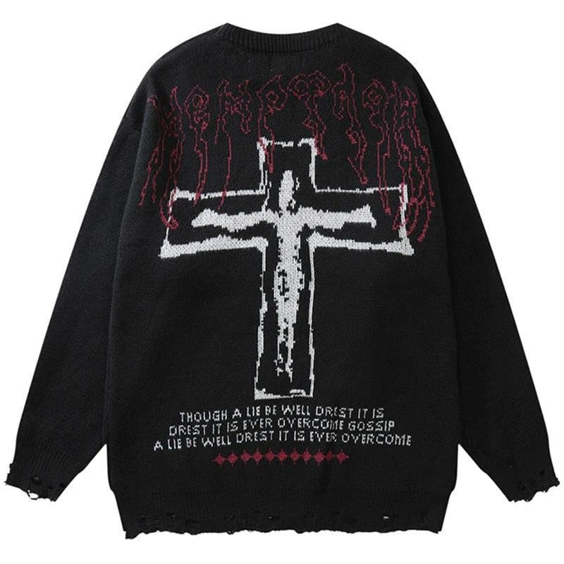 Punk Gothic Knit Pullover - Sweatshirts