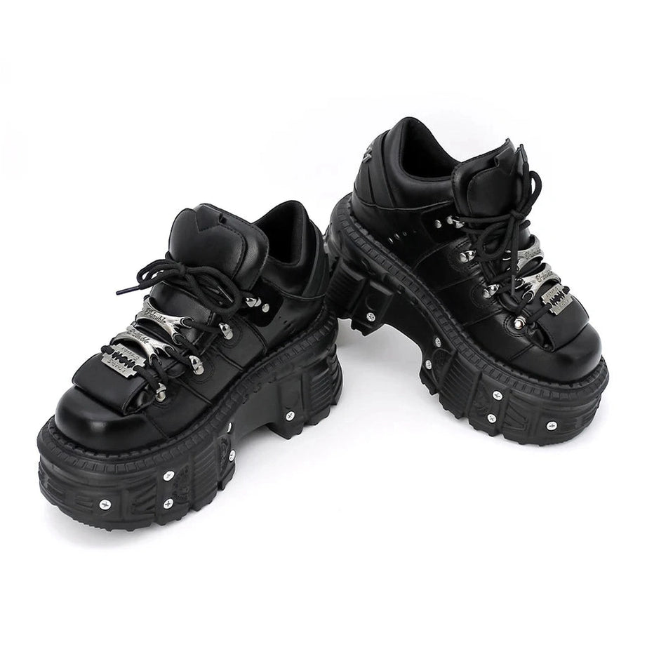 Alt Punk Lace-up Ankle Sneakers Black Shoptery