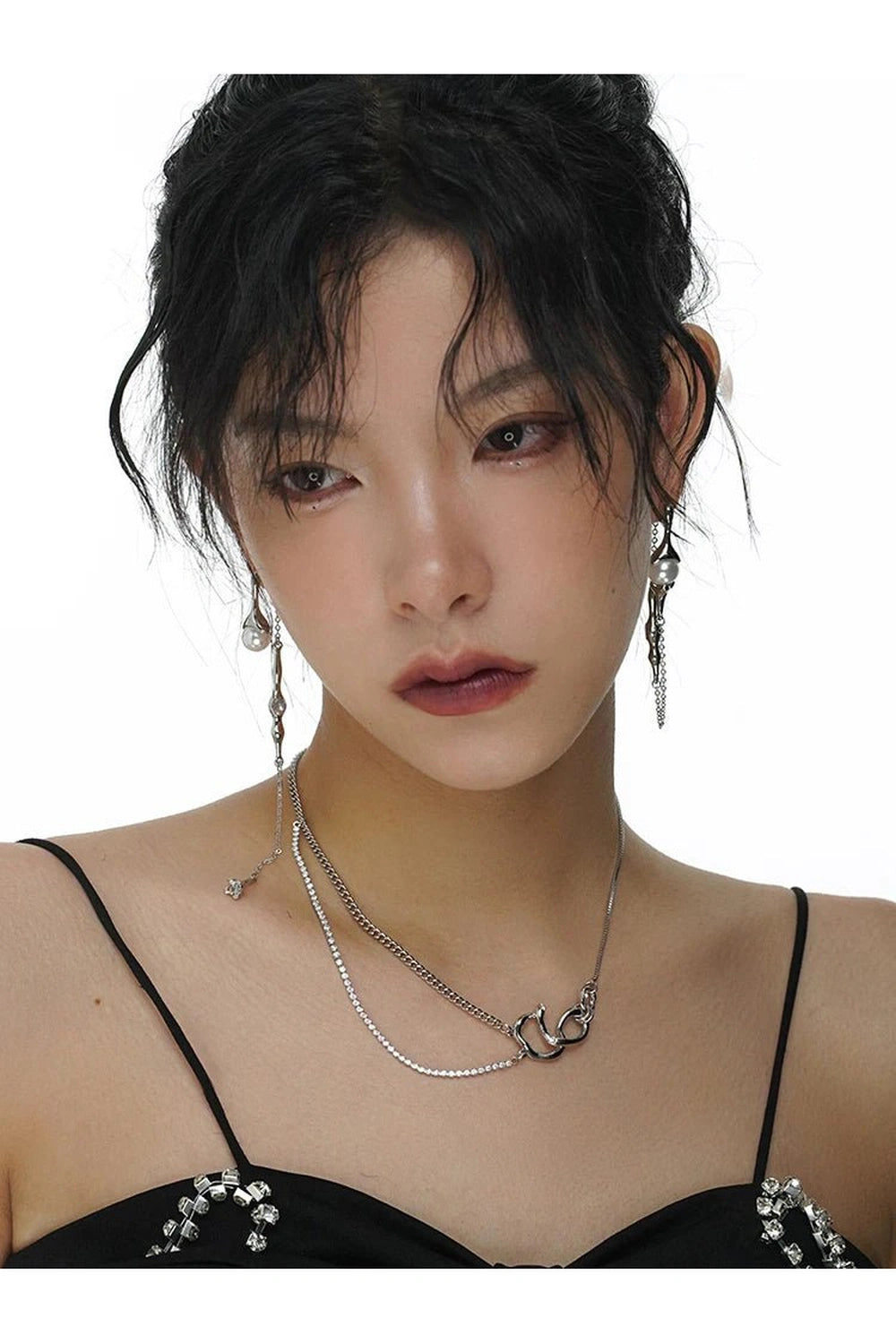 Alt Punk Pearl Tassel Drop Earrings Shoptery