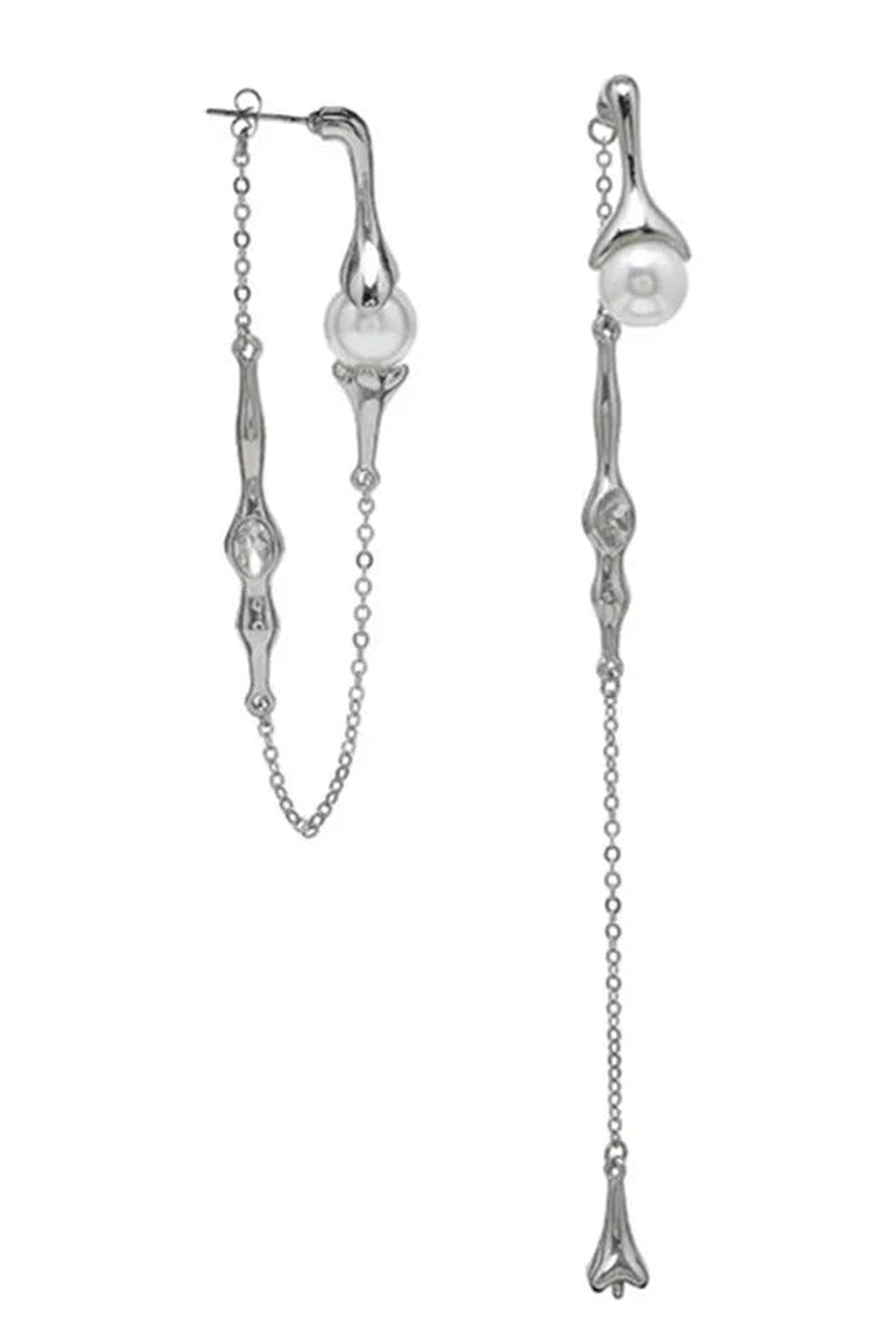 Alt Punk Pearl Tassel Drop Earrings long Shoptery
