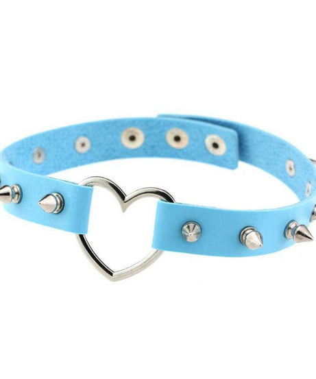 Punk Spiked Heart Choker - Chokers