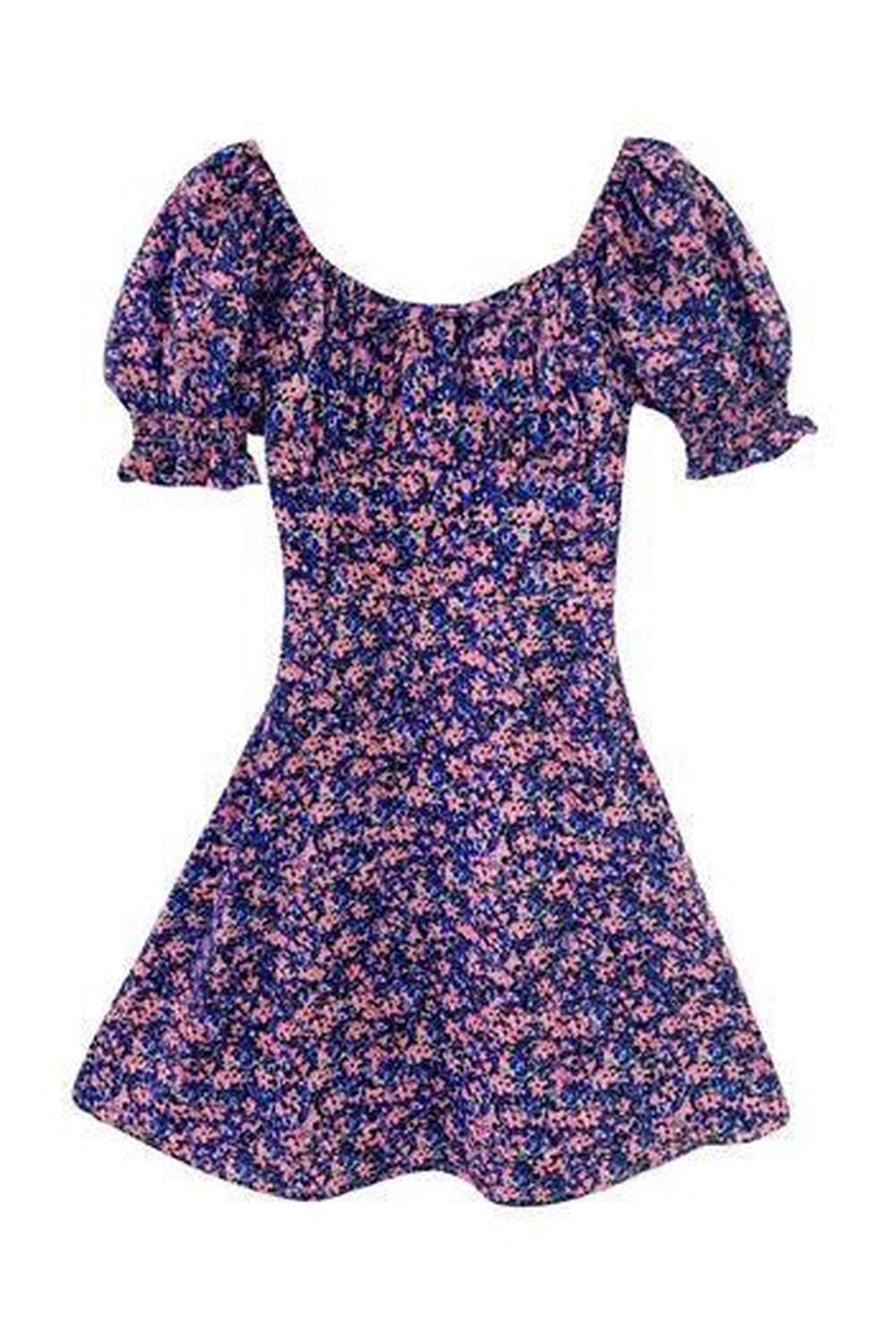 Purple Floral Dress - Dresses