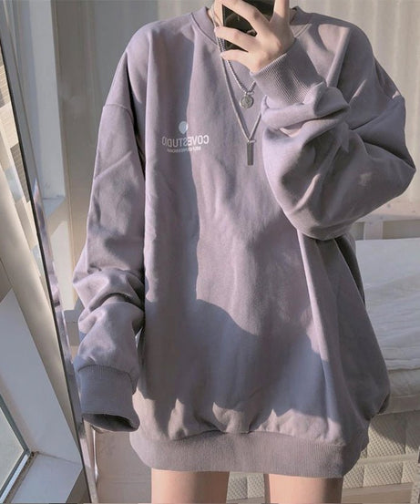 Purple Pastel Aesthetic Loose Sweatshirt - Sweatshirts