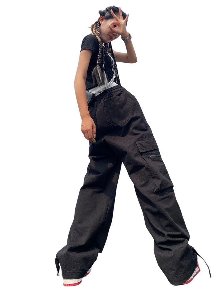 Red Cargo Wide Leg Pants - Pants