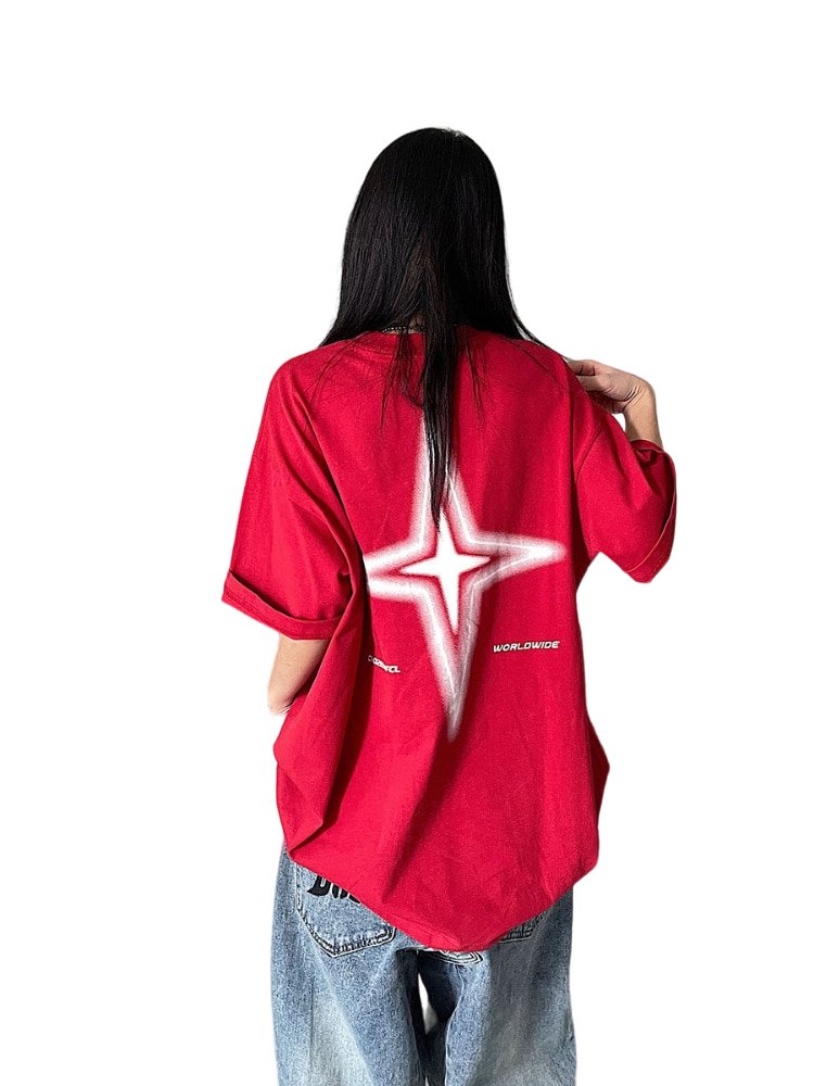 Red Kpop Vintage Star T-Shirt - T-shirts