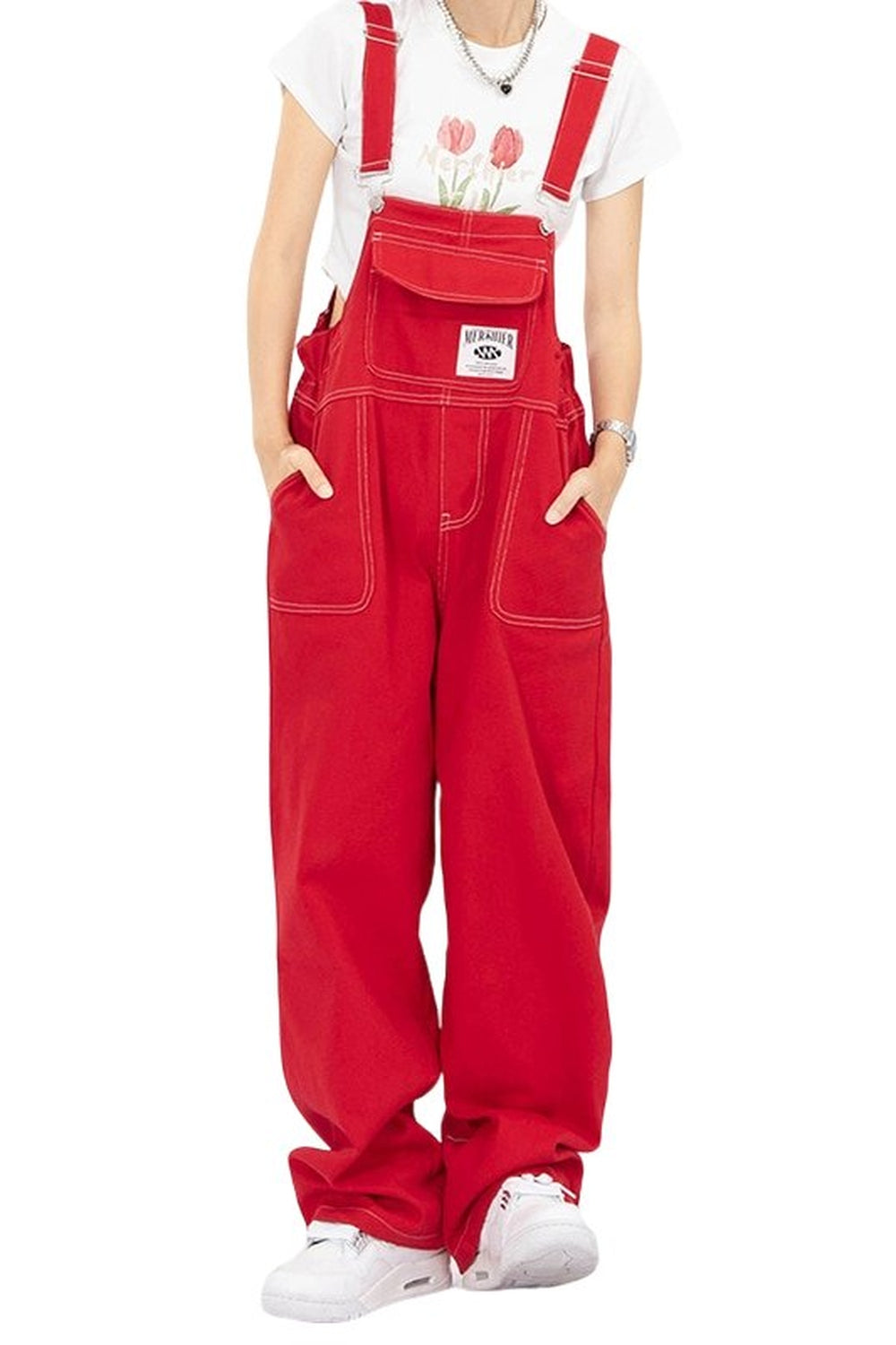 Red Suspender Jeans - Jeans