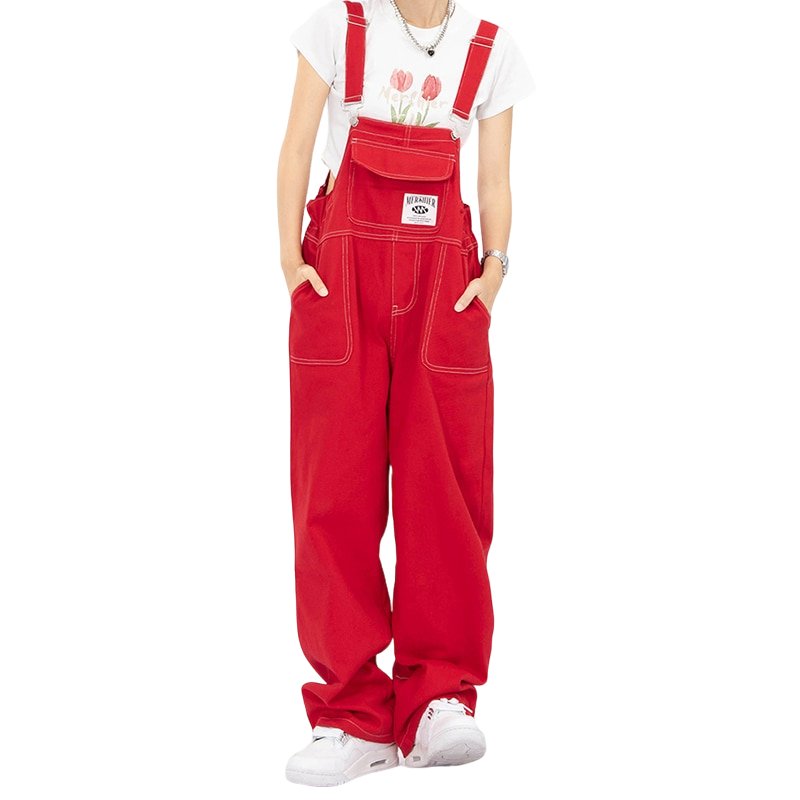 Red Suspender Jeans - Jeans