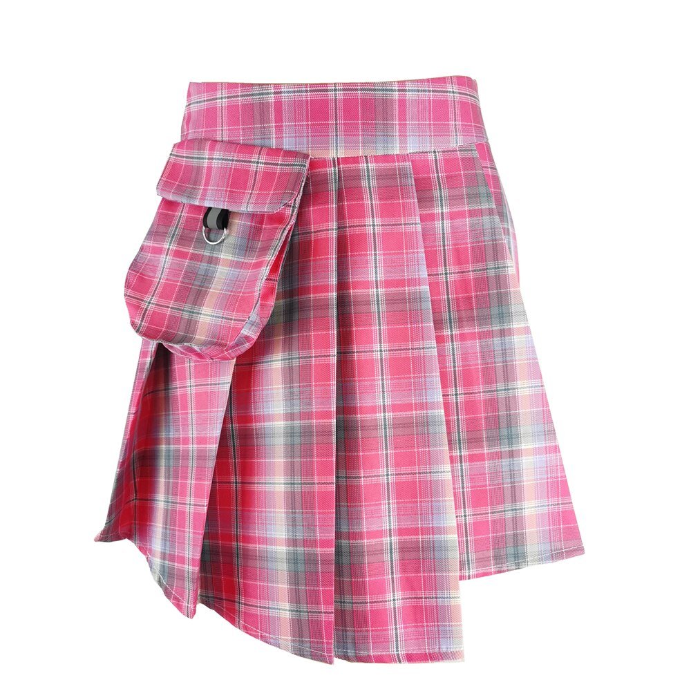 Red Tartan Button Mini Skirt - Skirts