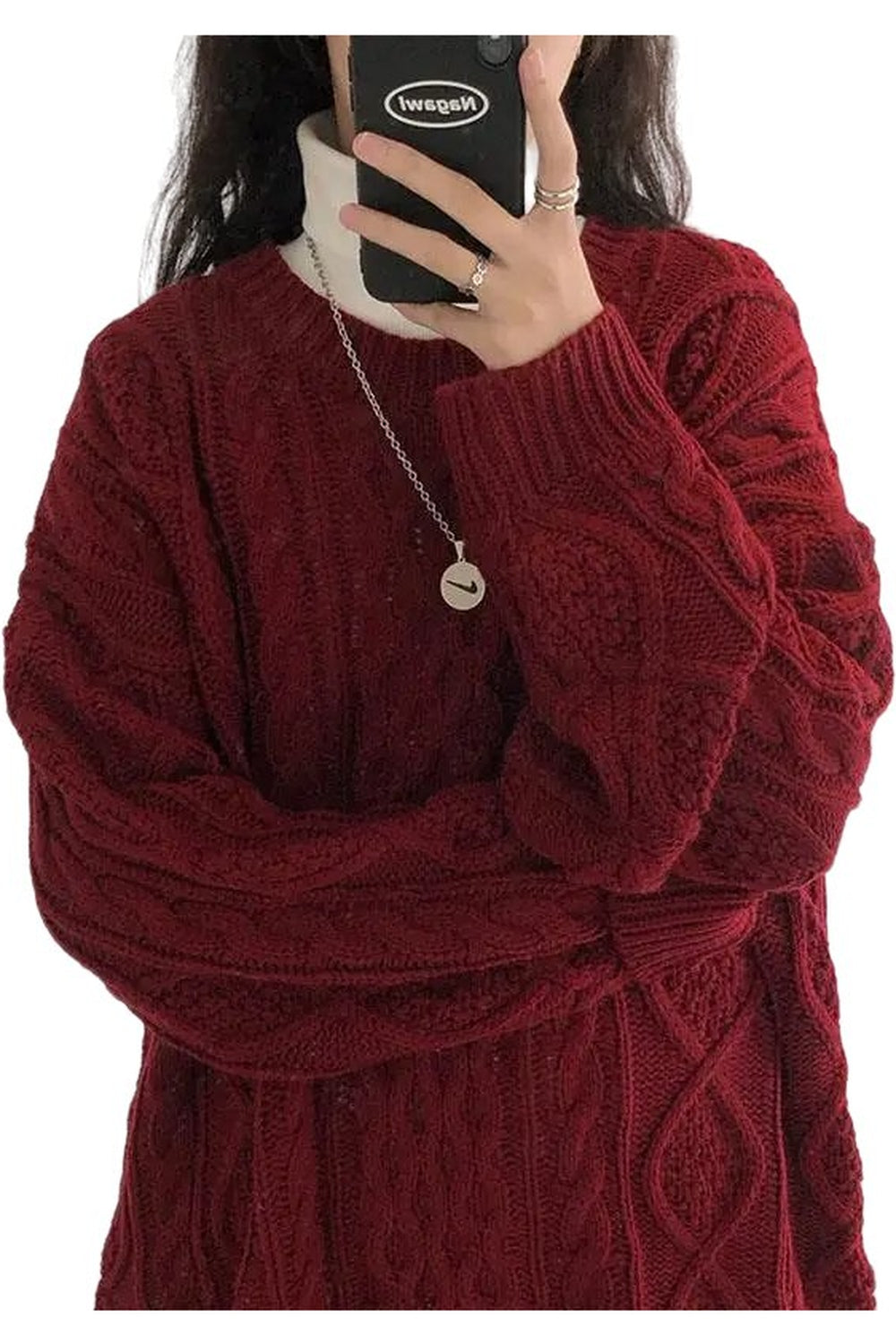 Red Twist Knit Preppy Sweater -