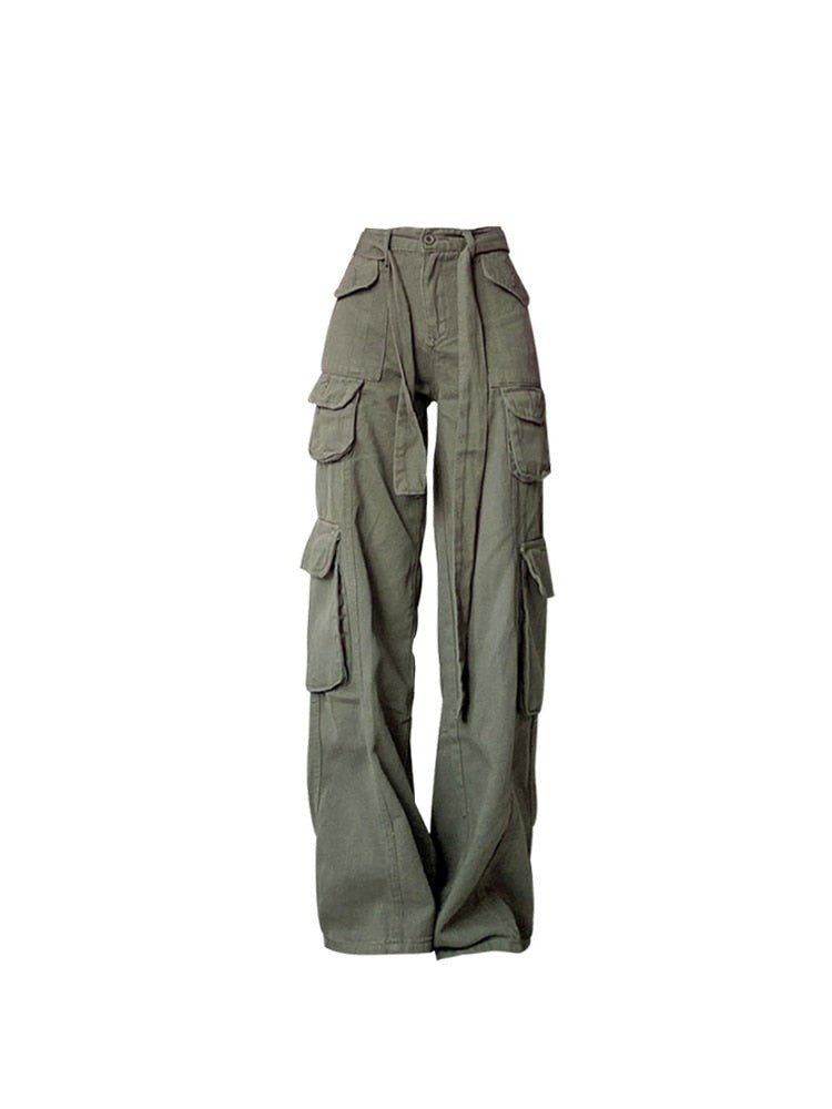 Retro Army Green Cargo Pants - Pants
