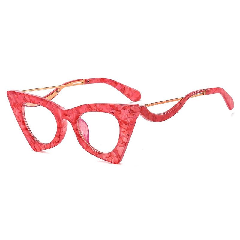 Retro Cat Eye Clear Lens Glasses - Sunglasses