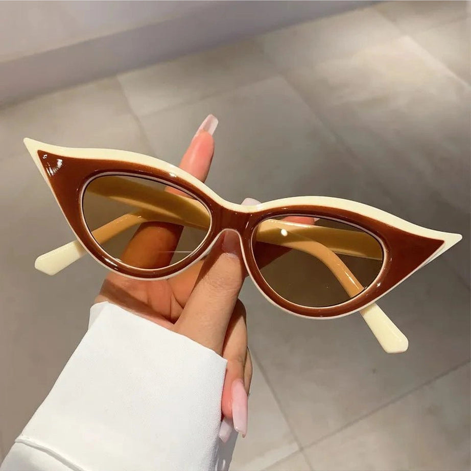Retro Cat Eye Trendy Sunglasses beige brown-brown CN as picture shows Shoptery