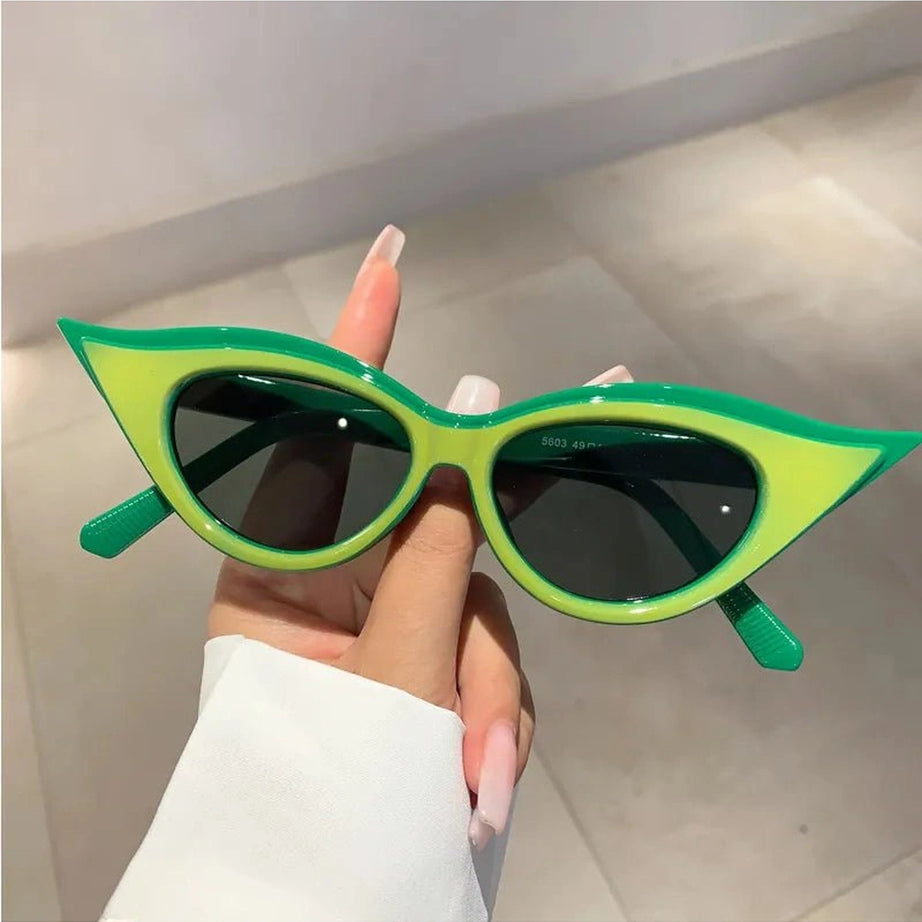 Retro Cat Eye Trendy Sunglasses green-dark green CN as picture shows Shoptery