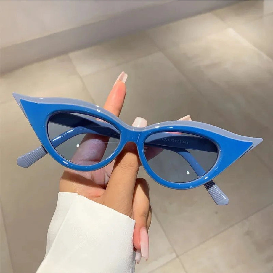 Retro Cat Eye Trendy Sunglasses grey blue-blue CN as picture shows Shoptery