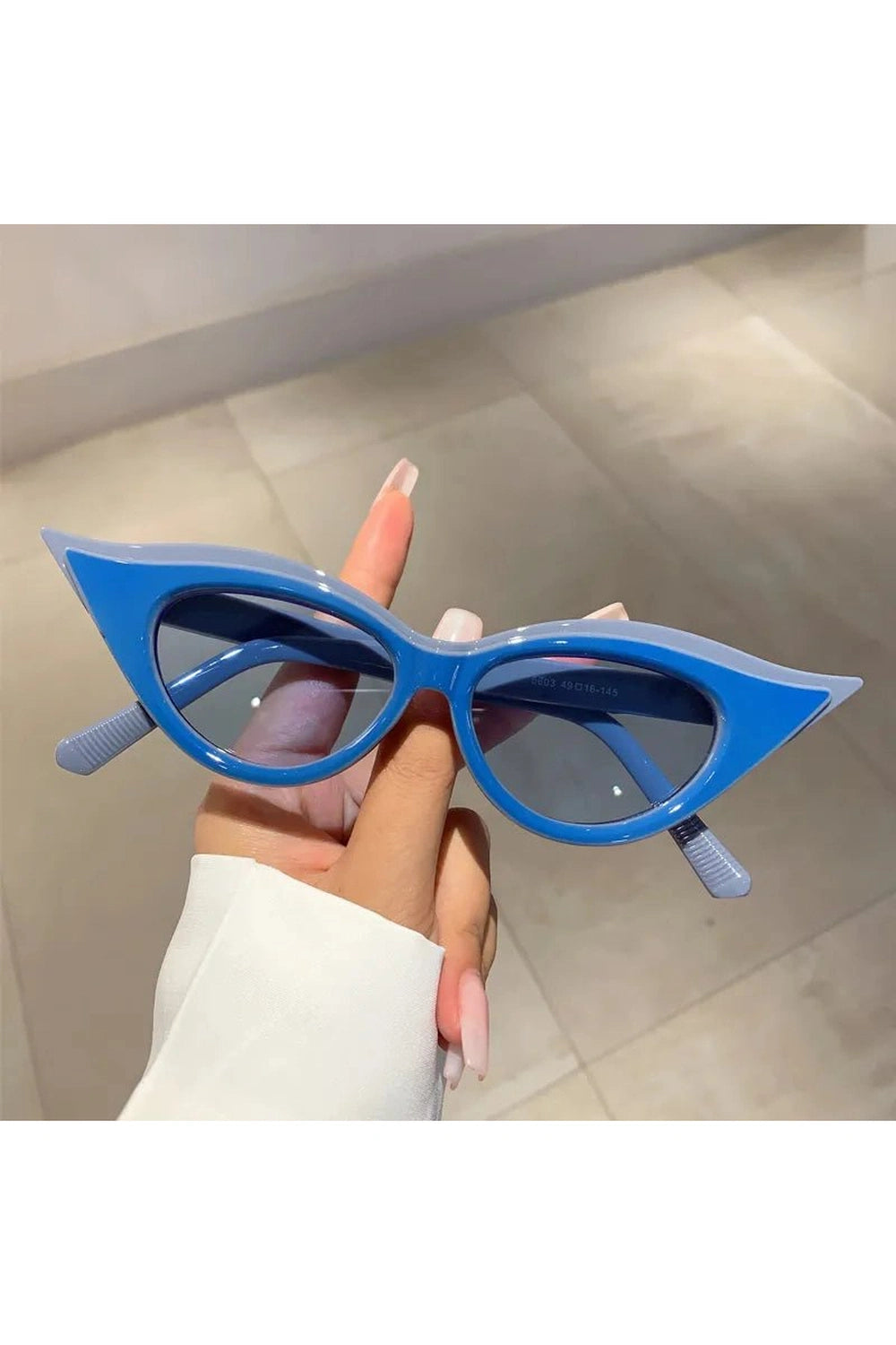 Retro Cat Eye Trendy Sunglasses grey blue-blue CN as picture shows Shoptery