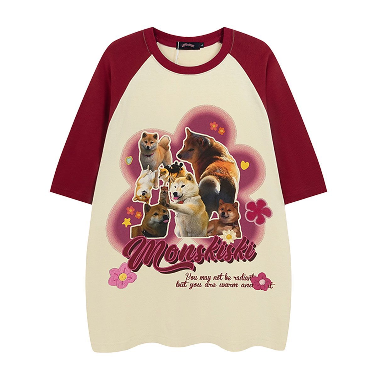 Retro Dog Raglan Sleeve T-Shirt - T-shirts