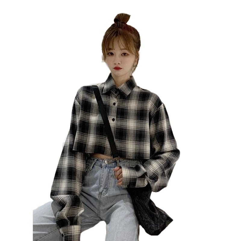 Retro Grunge Plaid Shirt - Shirts