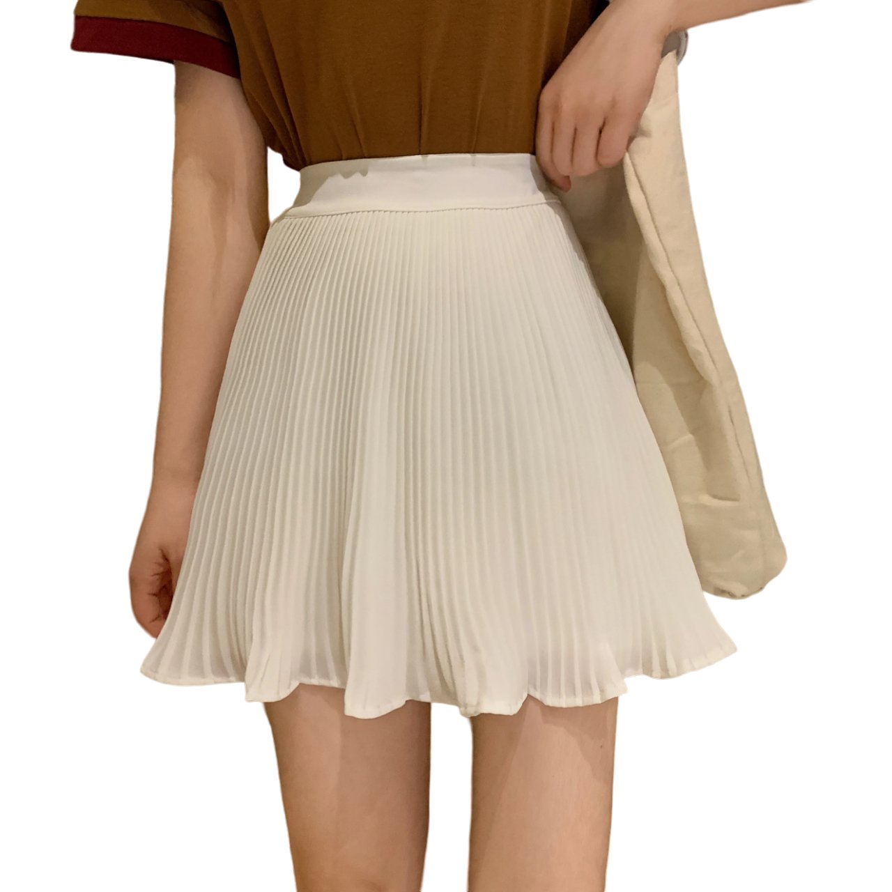 Retro High-Waist Pleated Skirt -