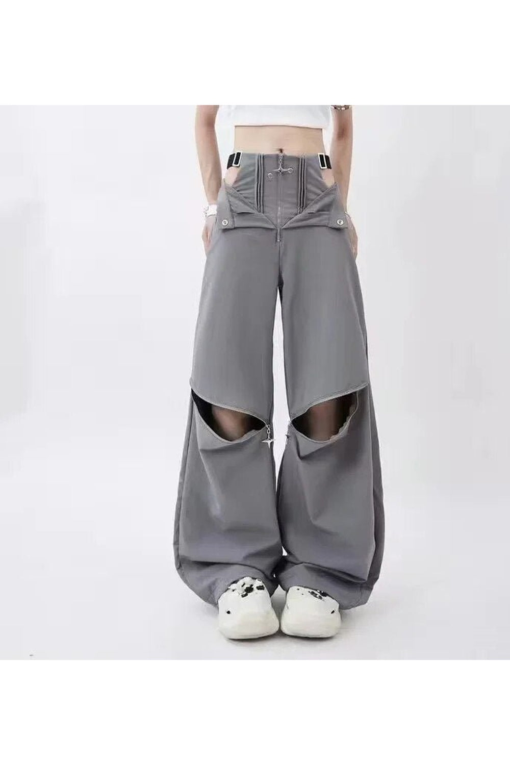 Y2k Multi-Pocket Cargo pants Symmetrical zipper Shoptery