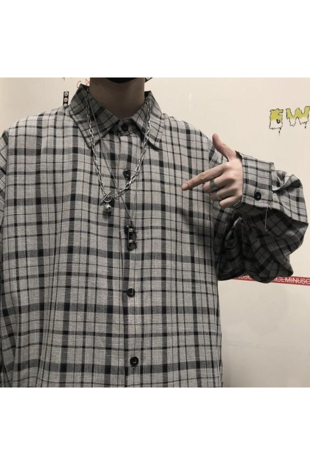 Retro Plaid Grunge Shirt khaki Shoptery